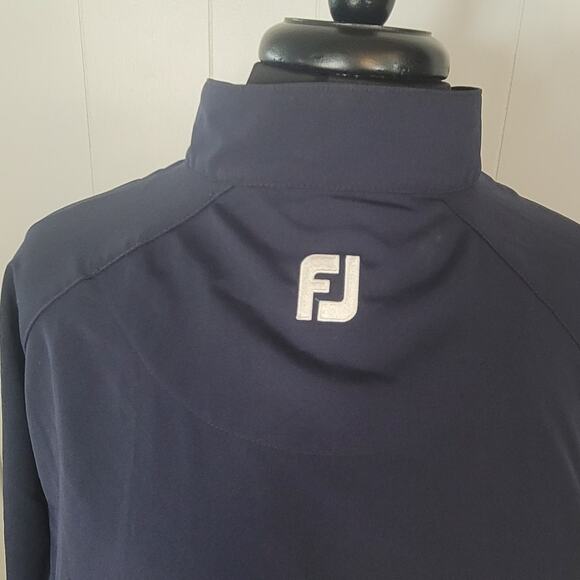 FootJoy Men’s L Golf Pullover 1/2 Zip Blue Windshirt Jacket River Club Logo EUC - Picture 3 of 10